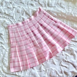 Pink Pleated Skirt with Built In Shorts